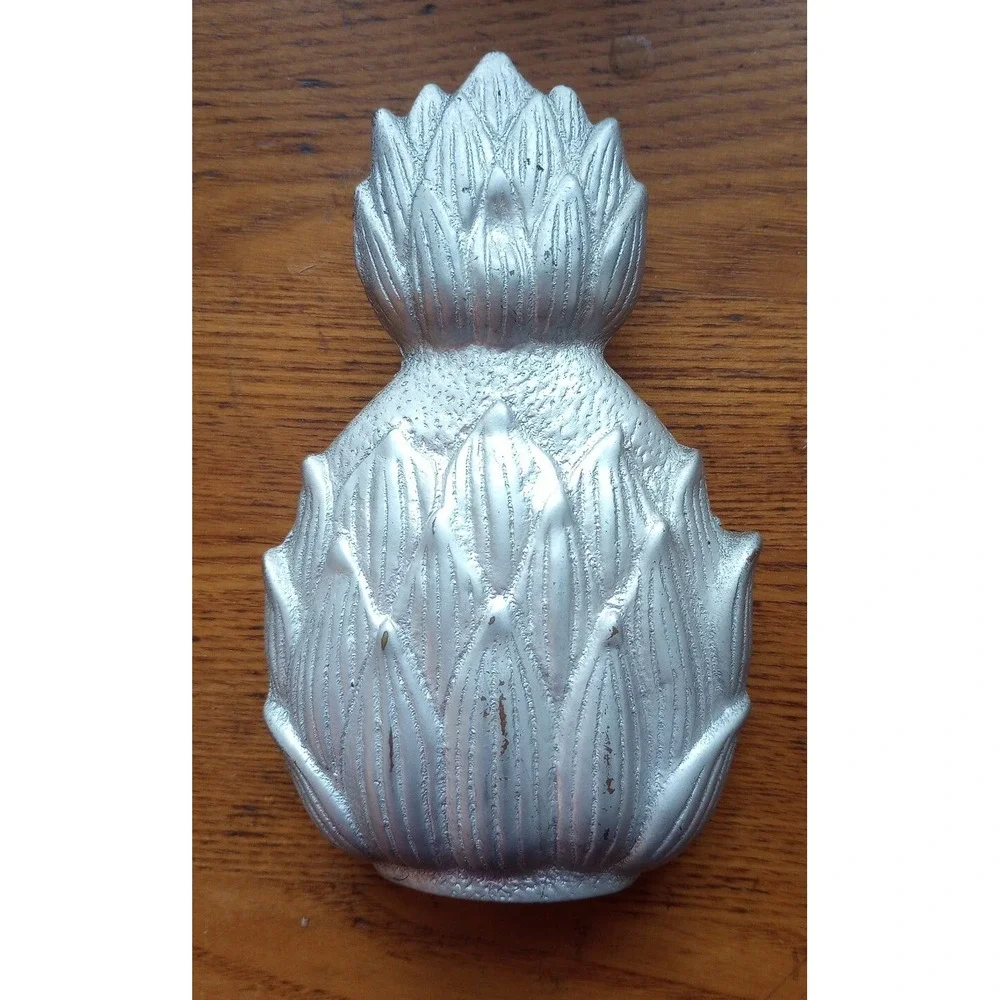 VTG Silver Paint Over Cast Iron Pineapple Door Knocker-Symbol Of Hospitality